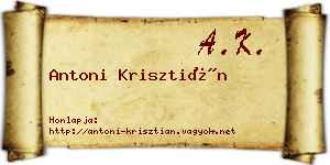 Antoni Krisztián névjegykártya
