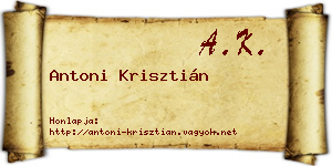 Antoni Krisztián névjegykártya